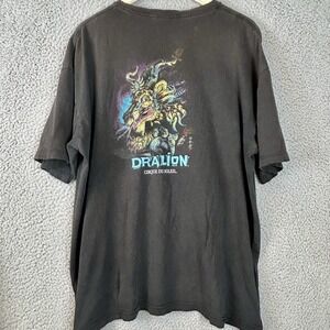 Vintage Cirque Du Soleil Dralion T-Shirt Adult XL Black Faded Double Sided‎ Tee
